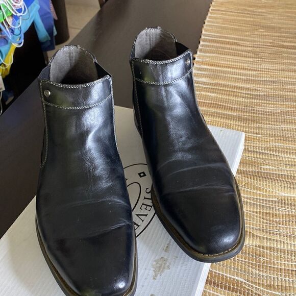 EUC Steve Madden black leather boots size 11 - Picture 1 of 8